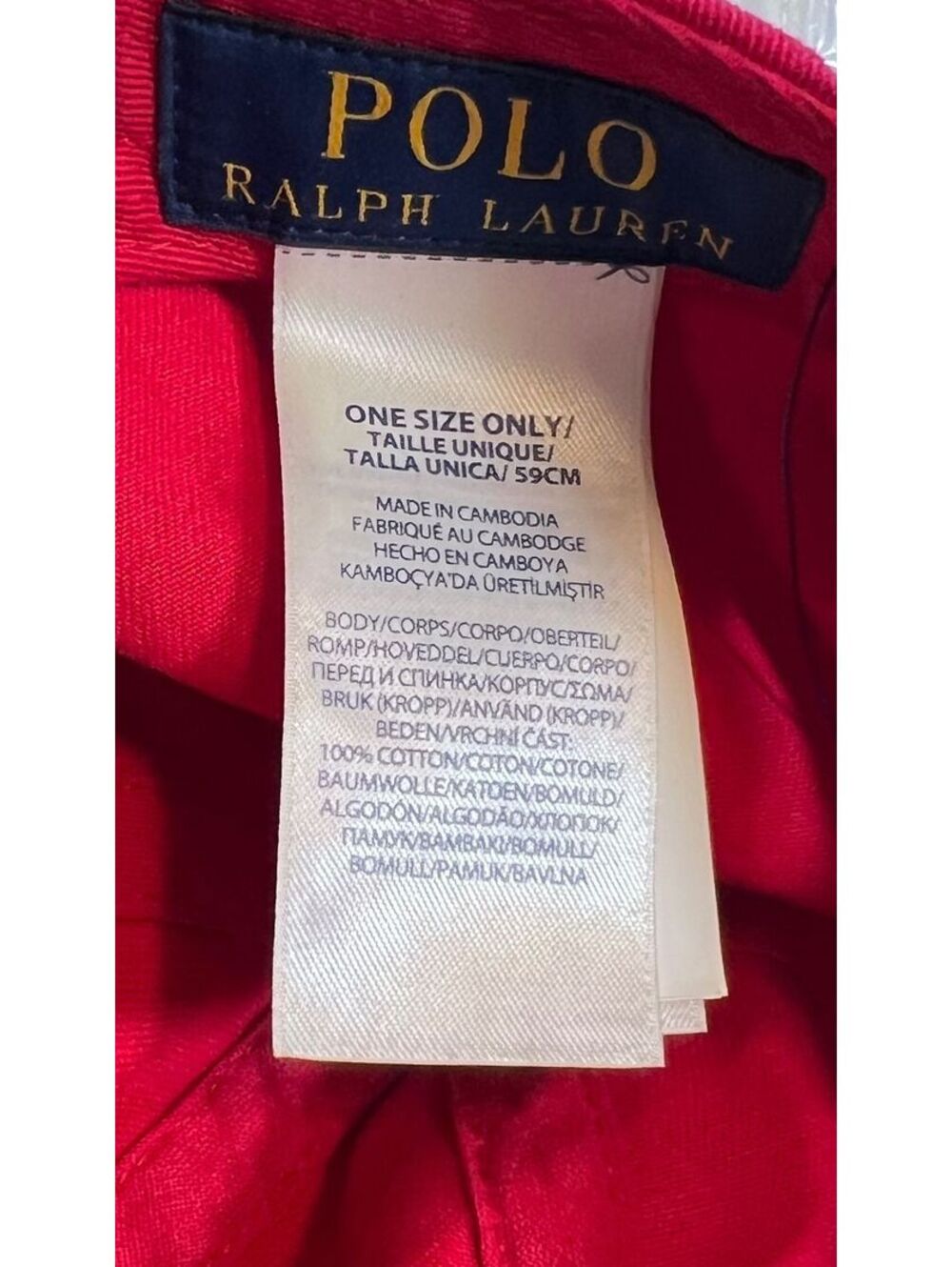 NWT Polo Ralph Lauren Red Big Script Logo Adjustable LeatherStrap Preppy Hat - Picture 5 of 6